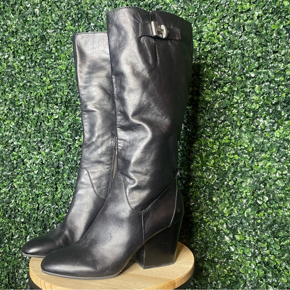 NINE WEST Knee High Heel Boots, Black, Good Condition